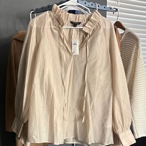 Banana Republic Cream Blouse with Ruffle Collar